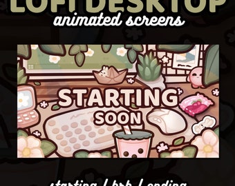 Écrans animés Lofi Desktop pour Twitch | Cottagecore Kawaii (téléchargement numérique)