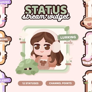 Twitch Status Stream Widget | 12 Statuses | Interactive Channel Point Rewards | StreamElements Overlay