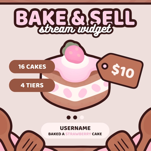Widget de transmissão "Asse e Venda" | Loja de bolos interativa | Compatível com o programa de recompensas Channel Point (download digital) | TWITCH