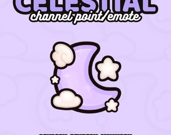 Celestial Moon Twitch Emote | Kawaii Purple Stars (Digital Download)
