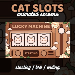 3x Animated Aesthetic Cat Slots Twitch Screens | Kawaii | Cute | Starting, BRB, Ending