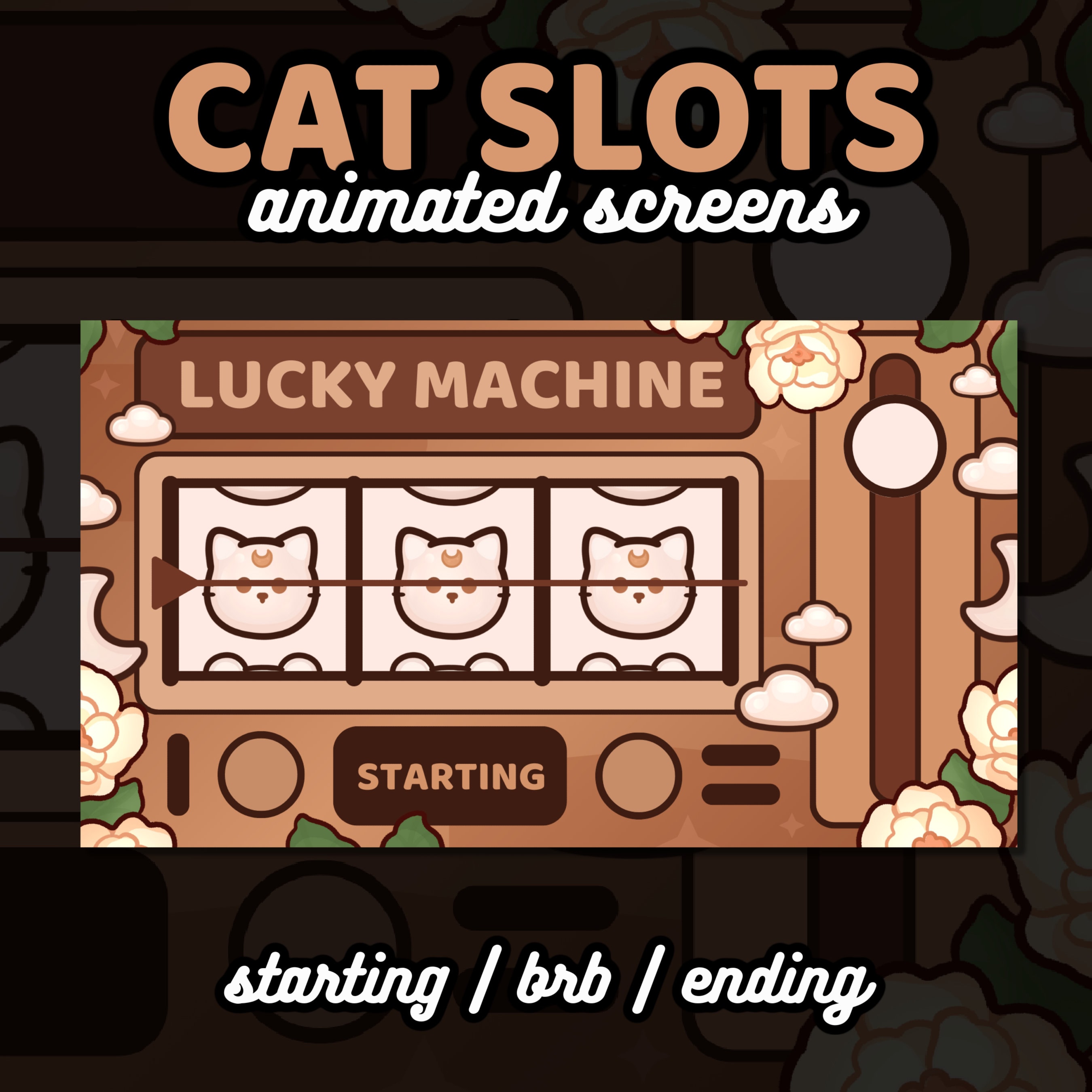 3x Animated Aesthetic Cat Slots Twitch Screens | Kawaii | Cute | Starting, BRB, Ending