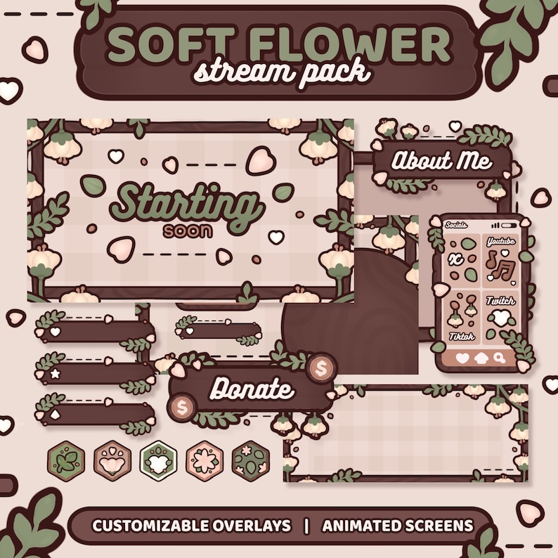 Soft Flower Stream Package | Animated Stream Pack | Twitch Overlay ...