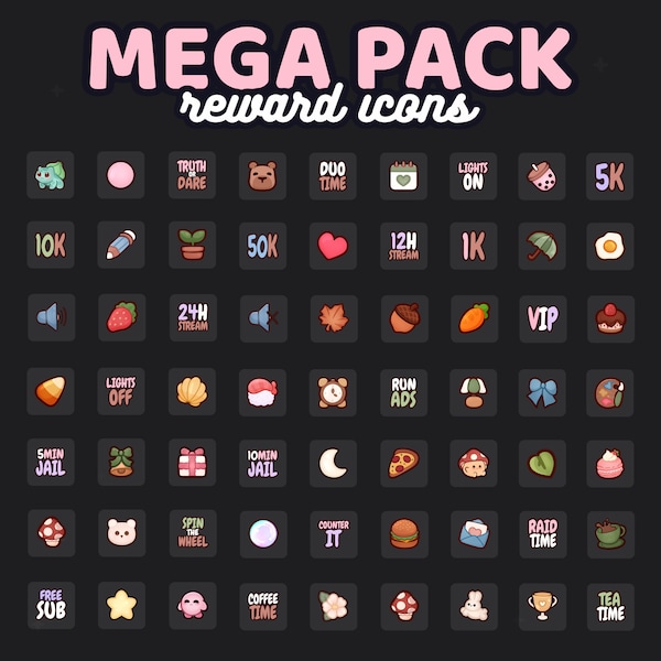 63x Mega Pack Reward Icons / Channel Point Reward Icon | 75x Reward Ideas And Challenges | TWITCH