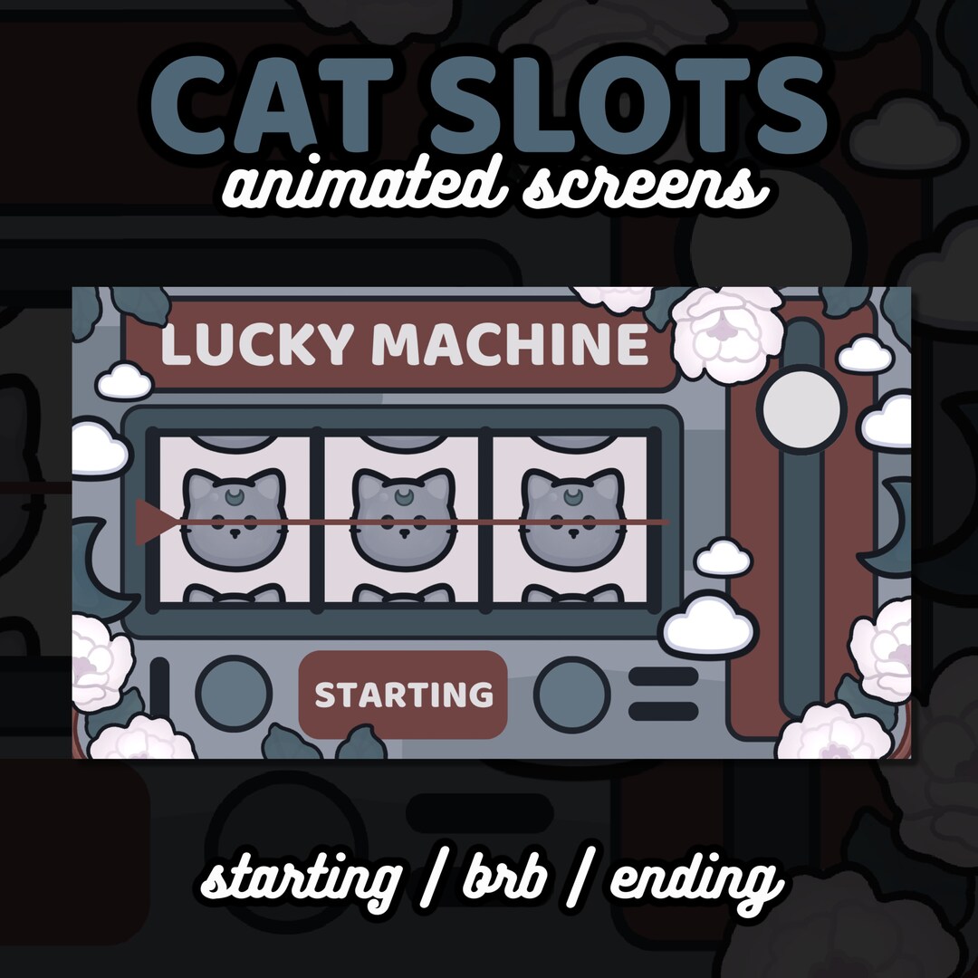 3x Animated Aesthetic Cat Slots Twitch Screens Blue / Brown Kawaii Cute