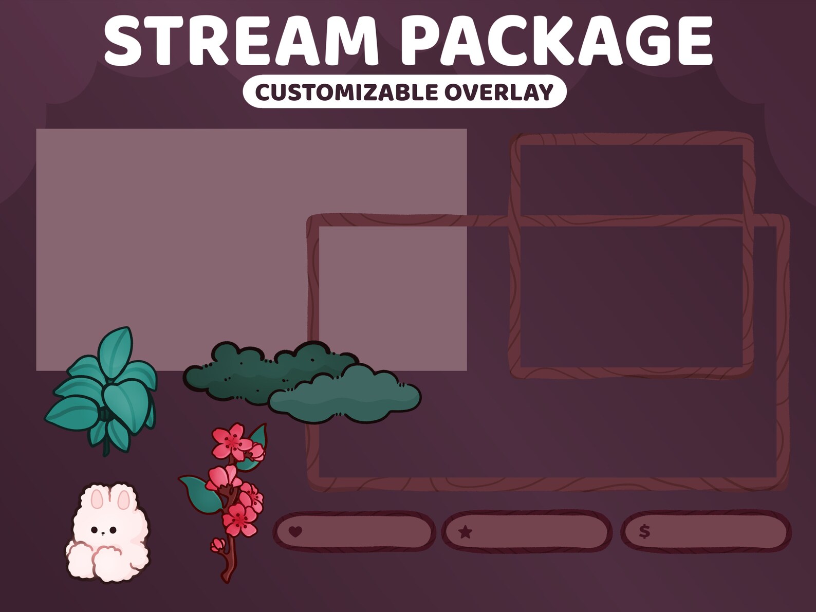 Customizeble Overlays Kawaii Bunny Funfair Stream Package | 3 Animated Screens, 2 ...