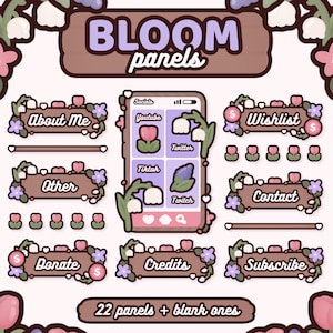 22x Bloom Panels | Kawaii / Cute / Cozy / Flowers / Lily Of The Valley / Tulip / Spring / Summer / Pastels | TWITCH