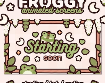 Écrans Twitch animés de grenouille | Superposition de flux Kawaii (téléchargement numérique)