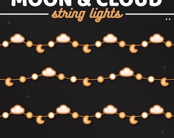 Cloud and Moon String Light Stream Overlay | Animated Vtuber Decoration (Digital Download)