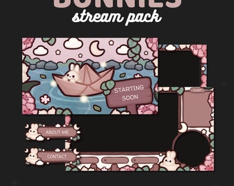 Bunny Stream Package | Kawaii Pink Animated Screens, Overlays, Alerts (Digital Download)