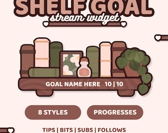 Shelf Goal Widget | 8 Aesthetic Styles | Streamelements Widget For Twitch | Kawaii / Cute / Cottagecore | Streamelements | TWITCH