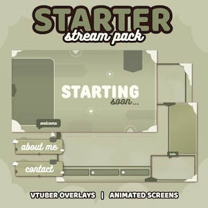 Sage Green Cozy Vibe Stream Package | 3 Animated Screens, 4 Ready-To-Use Overlays, 8 Alerts, Banner, Offline Screen, 13 Panels | TWITCH