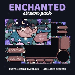 Enchanted Cat Forest Stream Package | Kawaii Twitch Overlay Stream Pack |  Cute Stream Overlay Package | Kitty Celestial | TWITCH