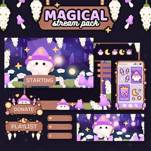 Magical Stream Package | Animated Stream Pack | Kawaii / Cute / Cozy / Cottagecore / Magic / Enchanted / Witch / Whimsical / Purple | TWITCH
