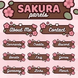 22x Sakura Panels | Kawaii / Cozy / Cute / Soft / Cherry Blossom / Japanese / Flower / Pink | TWITCH