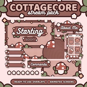 Cottagecore Stream Package | Animated Stream Pack | Twitch Overlay | Vtuber Friendly | Kawaii / Cute / Cozy / Cosy / Beige | TWITCH