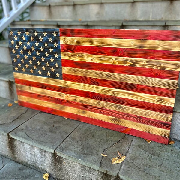 Wooden American Flag Wall Art Etsy
