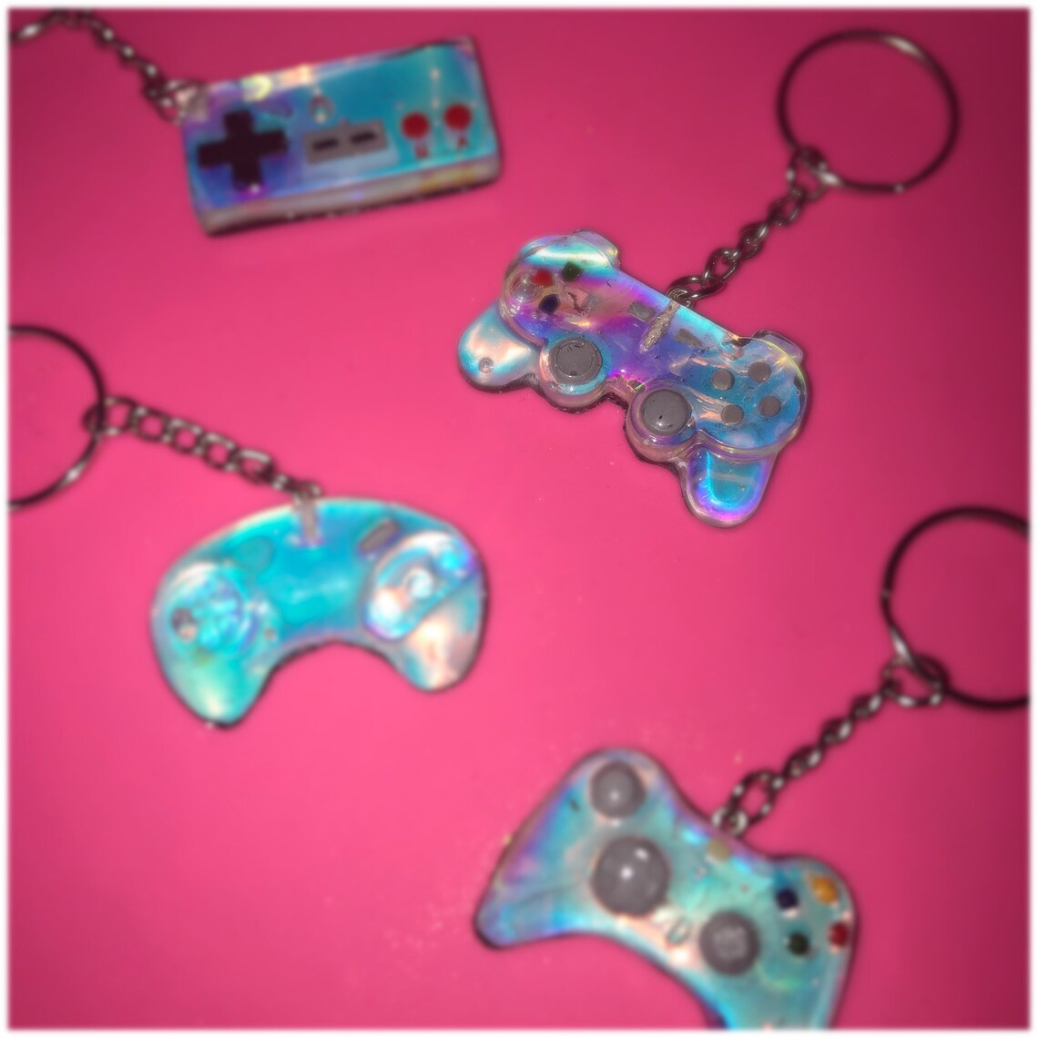 Iridescent gamer video game keychain keyring PlayStation PS3 Etsy