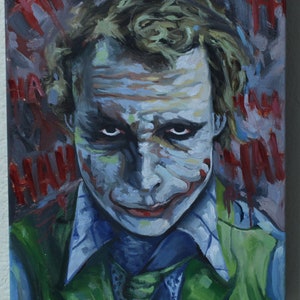 Heath Ledger Joker Inspired Painting 11x14in on Canvas – Dark Villain Portrait Wall Art, Pop Culture Acrylic Artwork, Creepy Clown Fan Gift