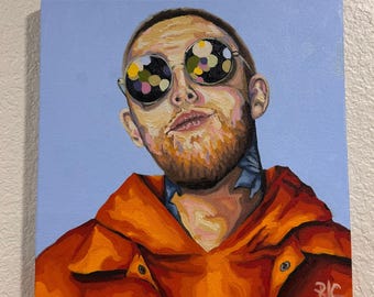Mac Miller 12x12in oil painting on stretched canvas popart