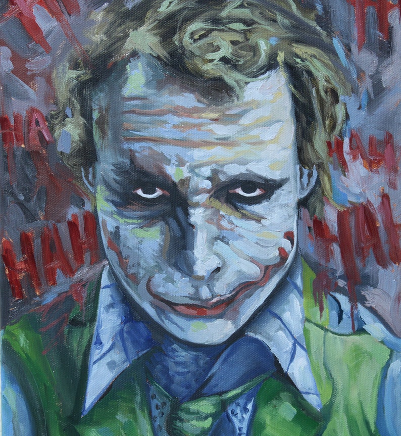 Heath Ledger Joker 11x14in on Gallery Wrapped Canvas Oil Painting Batman Abstract Artwork Comic