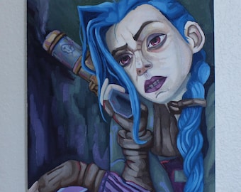 Jinx Arcane Oil Painting: League of Legends Fan Art (14x11in)
