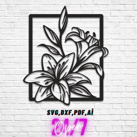 Floral flower wall art vector files for laser cut cnc Etsy