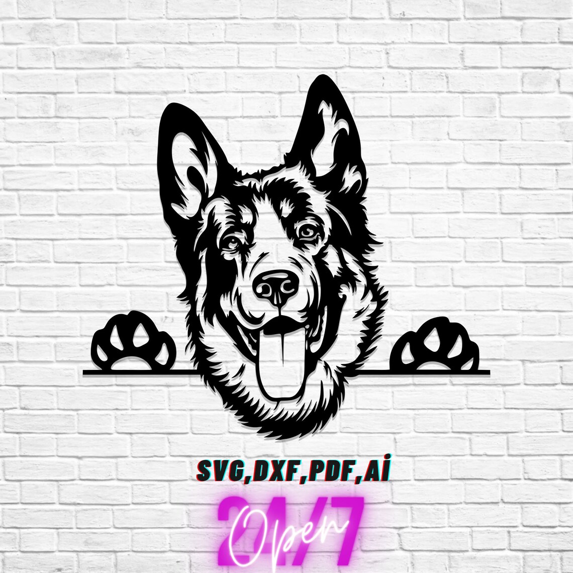 German Shepherd laser cut wall art sticker engraving decal Etsy