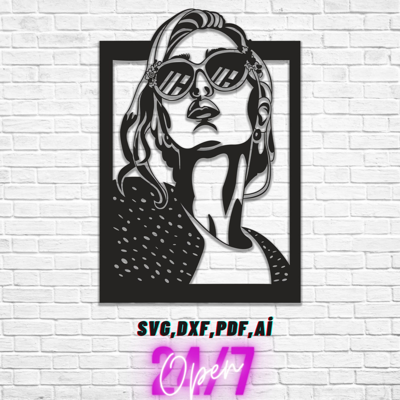 Beautiful woman Wall Art Laser Cut Svg Dxf Plan CNC Etsy