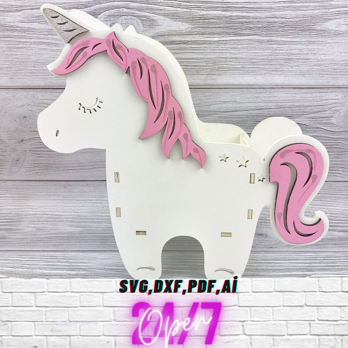 Unicorn BoxPattern Vector for Laser Cutting CNCsvglaser cut Etsy