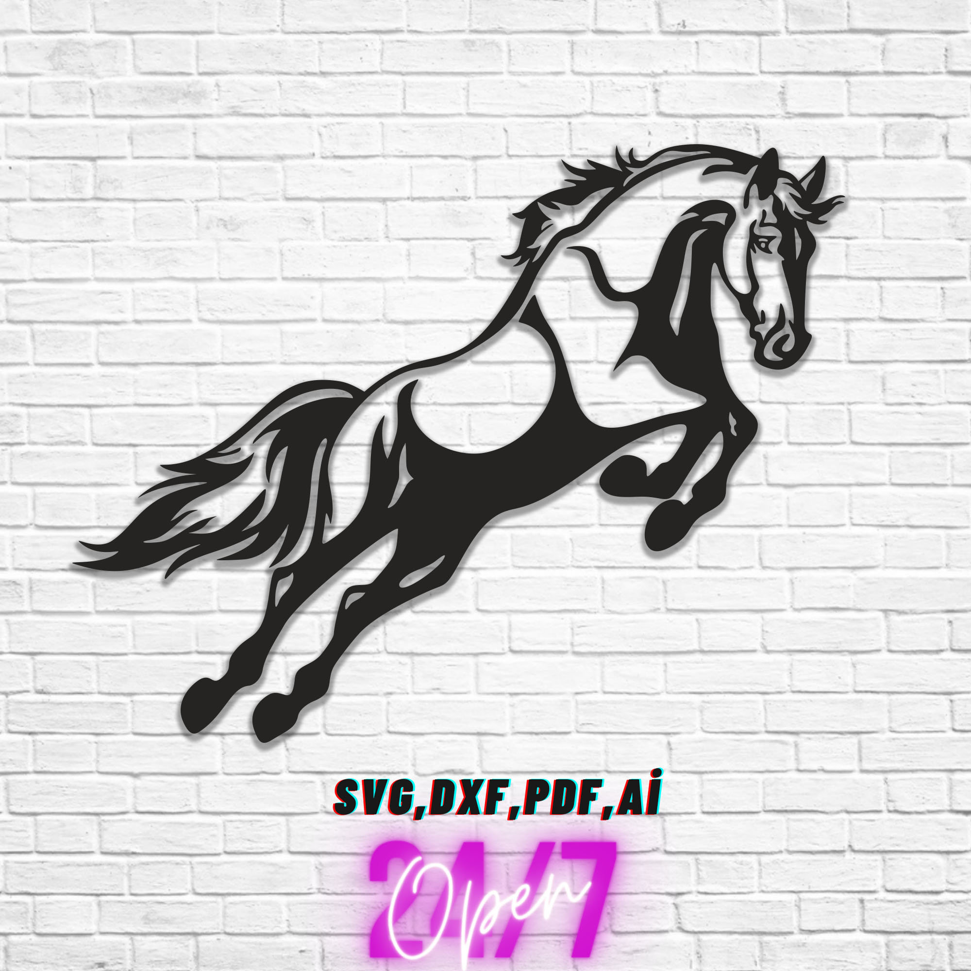 Horse jumping Wall Art Laser Cut Svg Dxf Plan CNC Cutting Etsy
