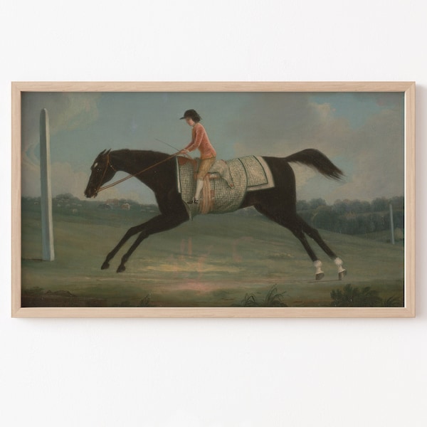 Frame TV Art File, Frame TV Art File, Vintage Oil Painting, Equestrian, Vintage Horse Painting, Horseback, Farmhouse, Neutral