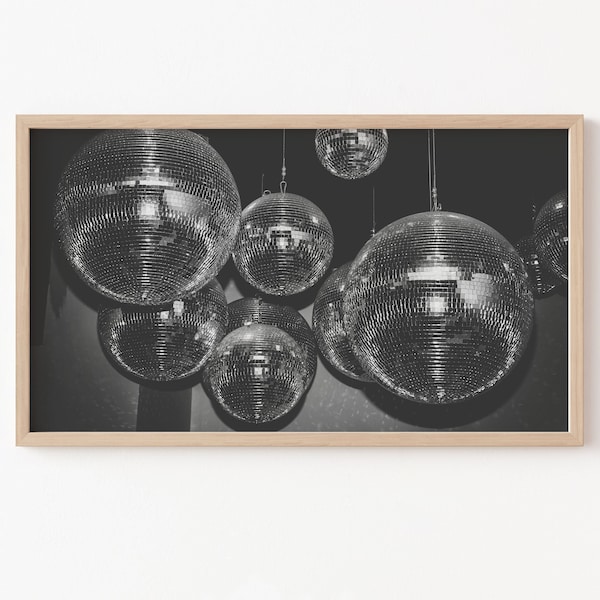 Frame TV Art File, Disco Balls, Happy New Year, Celebration, Black and White, Happy Birthday, Bachelorette Party, New Years Eve, Valentines