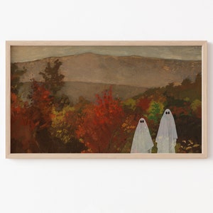 Frame TV Art File, Halloween Frame TV Art, Ghost Art, Halloween Ghost Decor, Neutral Halloween, Fall Art, Vintage Landscape