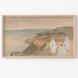 Frame TV Art File, Halloween Frame TV Art, Ghost Art, Ghost Decor, Coast, Neutral Halloween, Vintage Landscape, Fall Art, Coastal