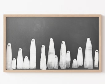 Frame TV Art File, Halloween Frame TV Art, Arte fantasma, Frame TV Halloween, Decoración fantasma, Halloween neutro, Blanco y negro