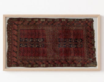 Frame TV Art File, Frame TV Art File, Vintage Textile, Framed Textile Art, Vintage Rug, Texture, Beige and Blue, Neutral Farmhouse