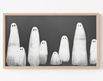 Frame TV Art File, Halloween Frame TV Art, Arte fantasma, Frame TV Halloween, Decoración fantasma, Halloween neutro, Blanco y negro
