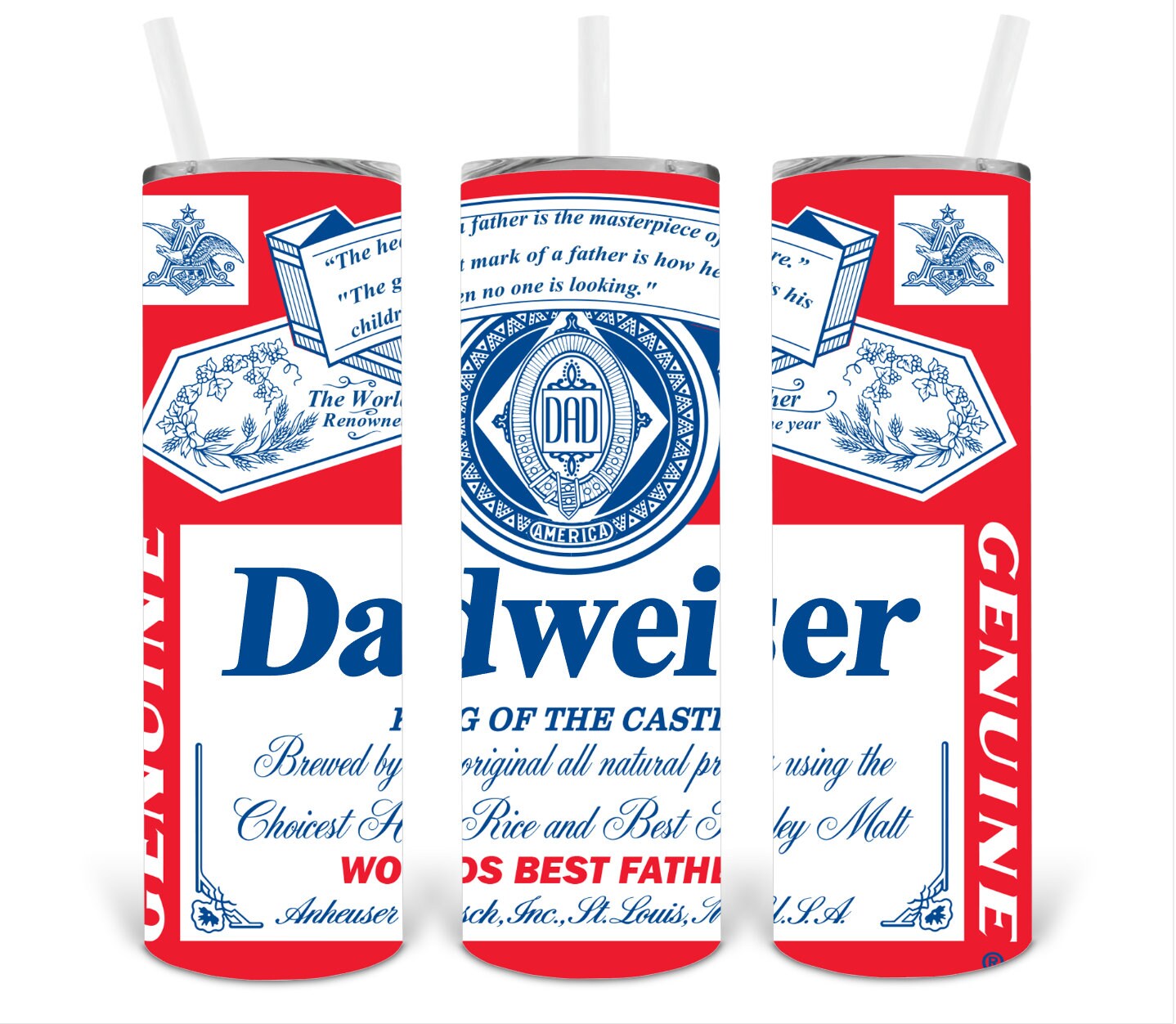 Tumbler Wrap Print File Super Dadweiser Father’s Day 20oz Skinny Stra…