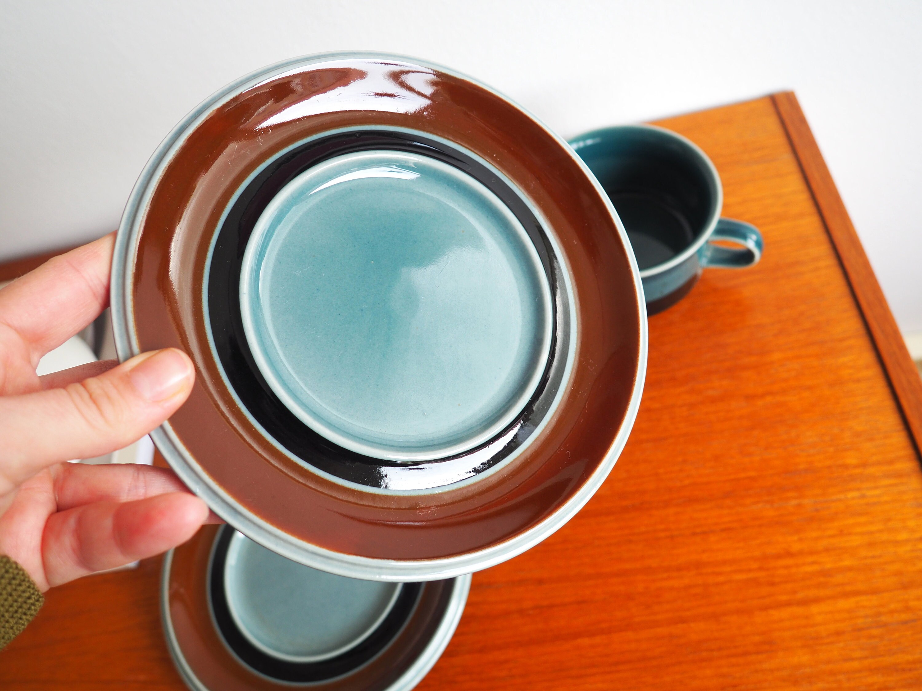 Vintage Arabia Finland - Turquoise MERI - Pair of Tea Cups Vintage Arabia Finland - Turquoise MERI - Pair of Tea Cups