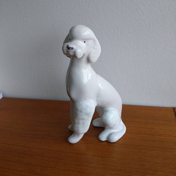 Vintage MARI SIMMULSON White Poodle Pudel Figurine - Upsala-Ekeby Sweden - Nr. 112 - crafted in the 1960s 22 cm Signed Stamped