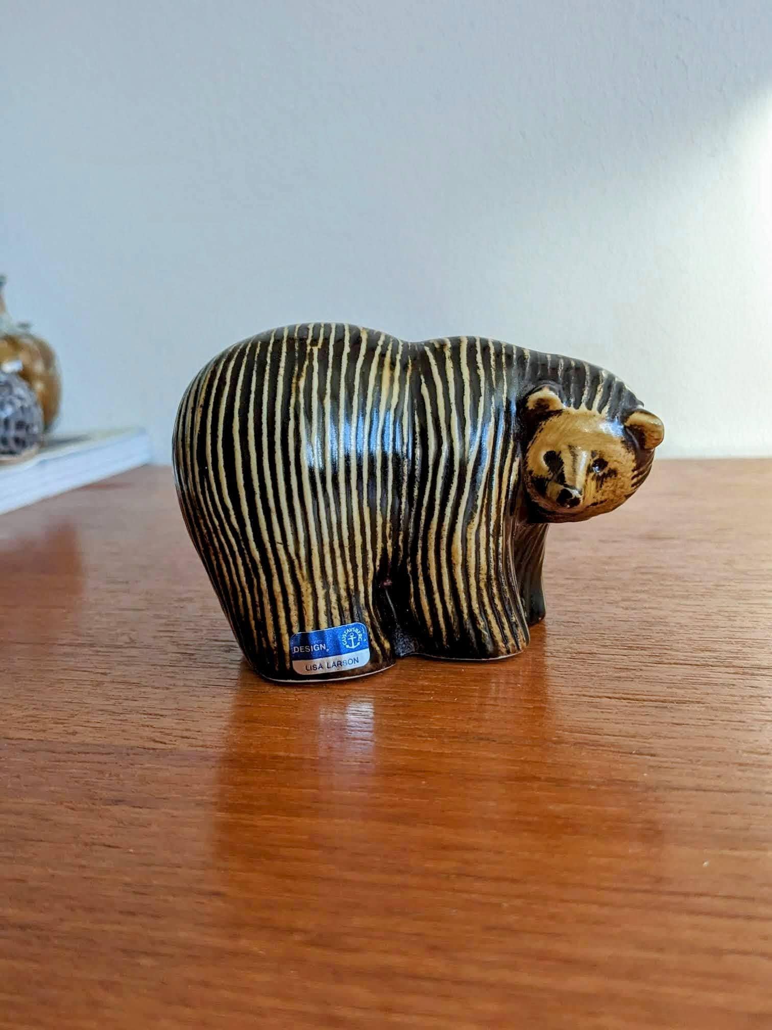 Lisa Larson Small Striped Bumpy BEAR - Vintage Gustavsberg Lisa Larson Small Striped Bumpy BEAR - Vintage Gustavsberg