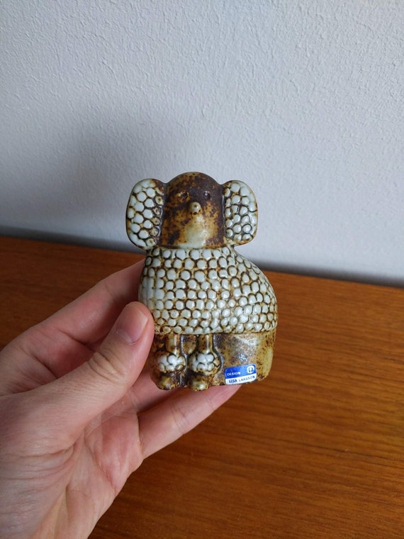 Lisa Larson Poodle Vintage Gustavsberg Brown & White Pudel Dog 
