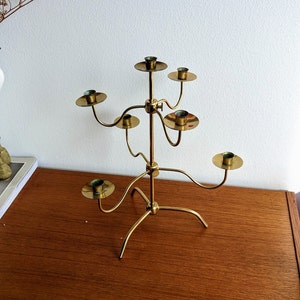 Vintage Josef Frank Svenskt Tenn Centerpiece Adjustable 7 arm Candle Holder Patina Mid-century Made in Sweden 1960s 27 cm Excellent