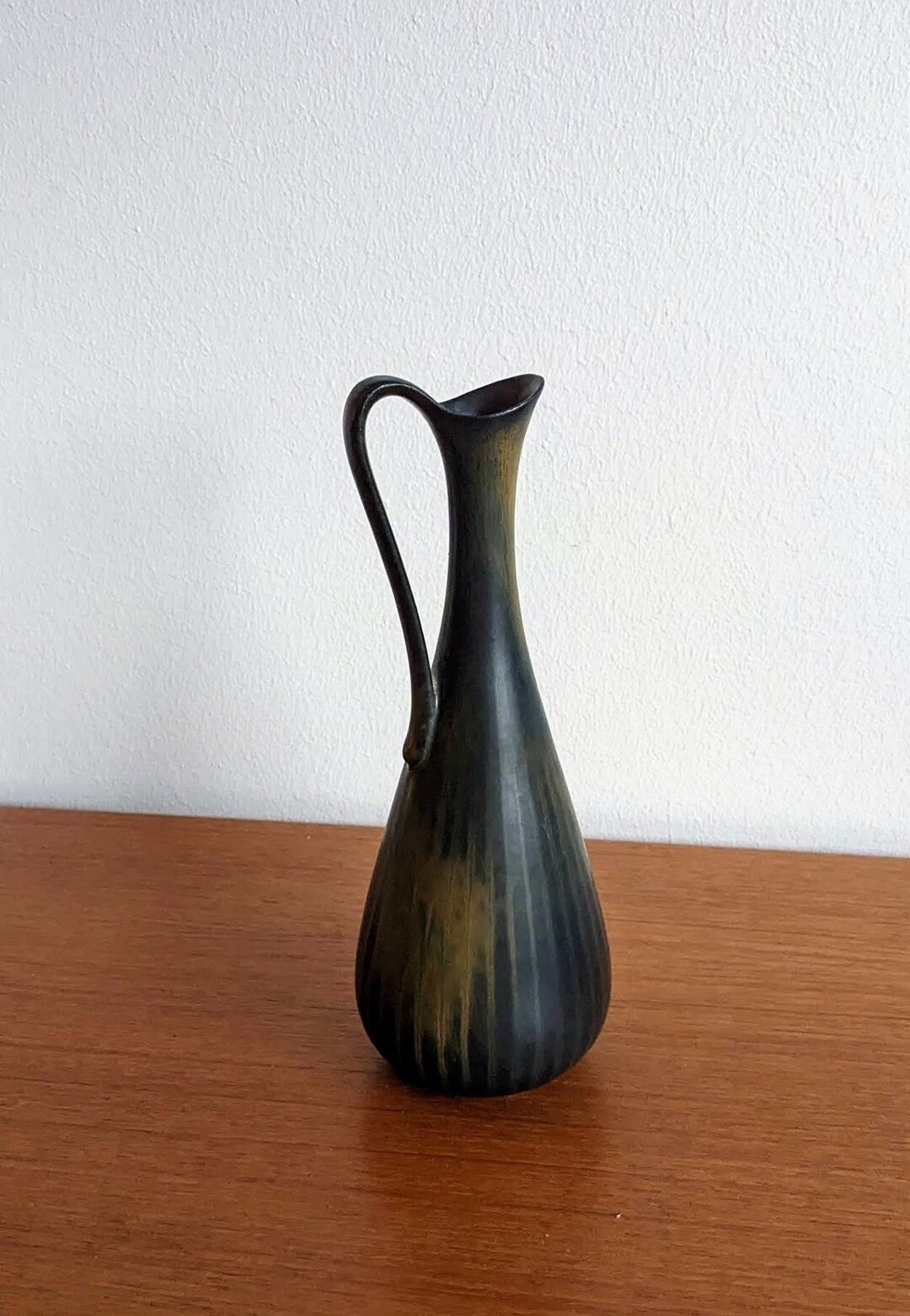 Gunnar Nylund ARL Vase - BLACK Mustard Green Striped Hare's