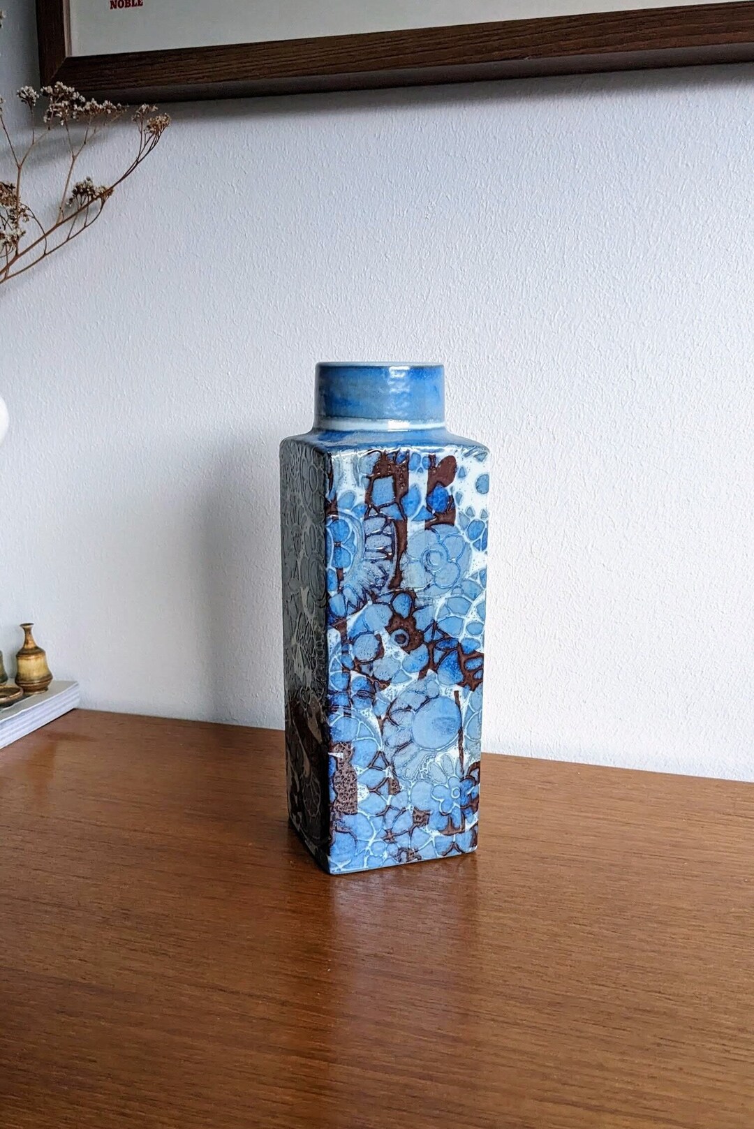Bol Royal Copenhagen Unique Par Nils Thorsson - Grès Bleu Vernis Avec Femme - Danemark