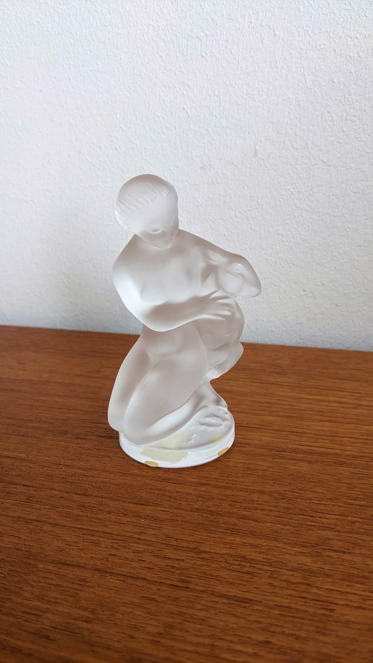 最上の品質な Huntress the LALIQUE Vintage Greek Fawn With Diana Goddess 工芸品