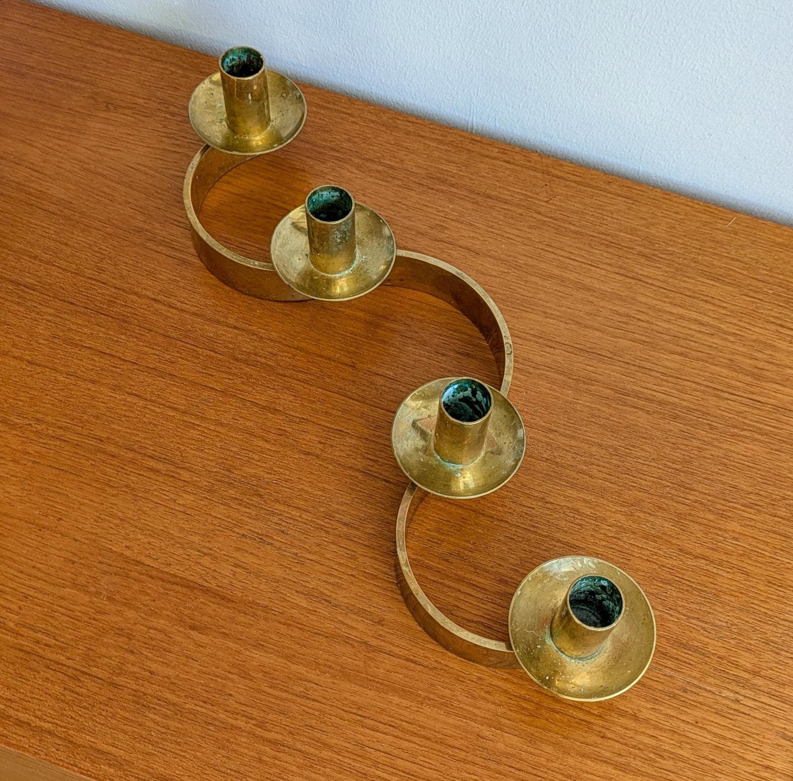 Josef Frank Candelabra for Svenskt Tenn - Vintage Brass Candle Holder Patina Swedish Mid-Century MODERN Scandinavian 1950s 36 cm Excellent
