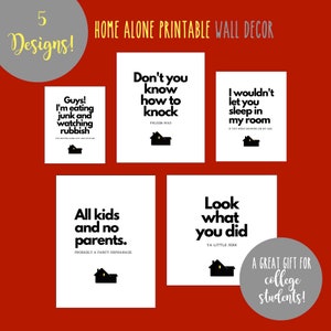 Home Alone Printable Digital Download | Party Decoration | Party Props | Banner | Dorm | Christmas | Wall Decor | Quotes | Kevin | Bandits