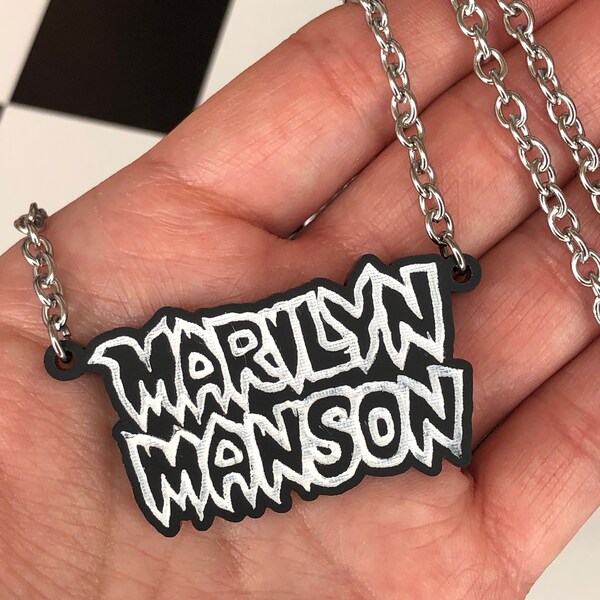 Marilyn Manson band necklace - matte black acrylic